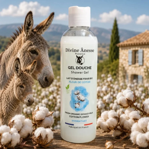 Gel douche au Lait d'Ânesse  BIO & Fleur de coton